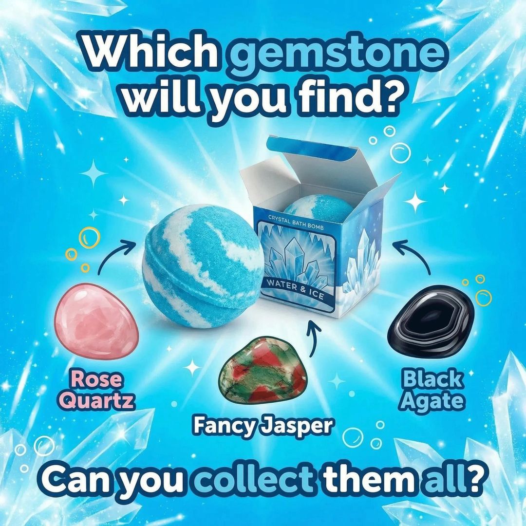 Water Crystal Ocean Drift Bath Bomb with Hidden Gemstone - Blue - Image 1