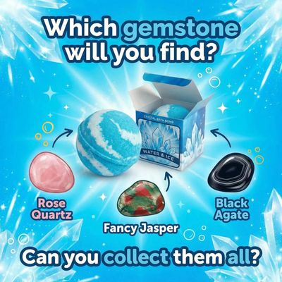 Water Crystal Ocean Drift Bath Bomb with Hidden Gemstone - Blue