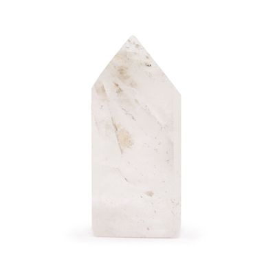 Clear Quartz Gemstone Point 6cm Clear Crystal Desk Decor - White