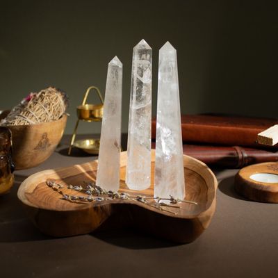 Rock Crystal Six Face Obelisk Point 17cm for Clarity Focus - Clear