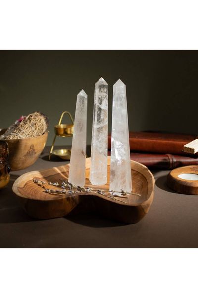 Rock Crystal Six Face Obelisk Point 17cm for Clarity Focus - Clear - Thumbnail 2