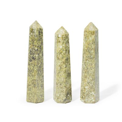 11cm Epidote Six Face Obelisk Point for Meditation Decor - Khaki