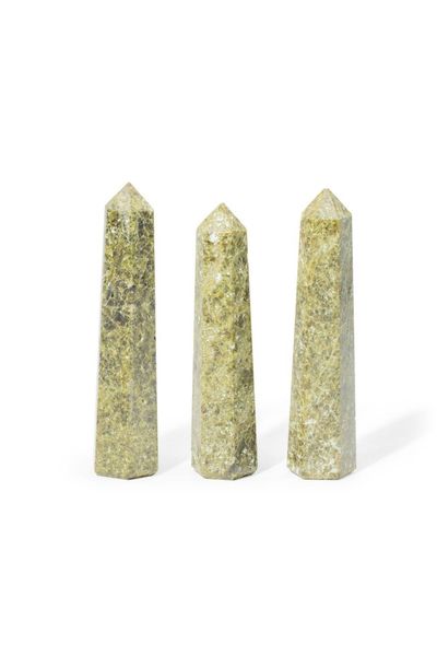 11cm Epidote Six Face Obelisk Point for Meditation Decor - Khaki - Thumbnail 2