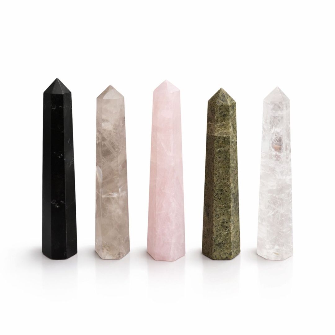 Rose Quartz Six Face Obelisk Point 11cm for Calm Meditation - Multi - Image 1