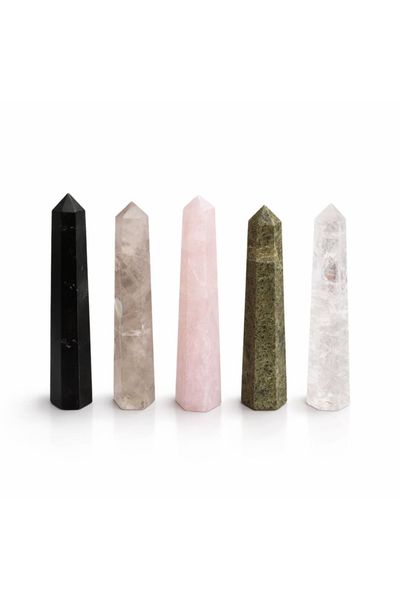 Rose Quartz Six Face Obelisk Point 11cm for Calm Meditation - Multi - Thumbnail 2
