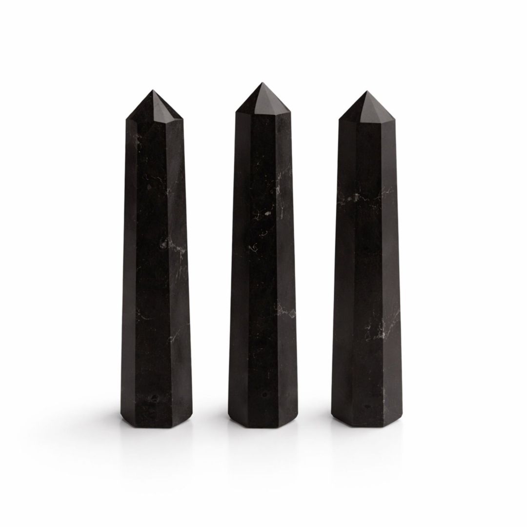 Black Tourmaline Six Face Obelisk Point 11cm Meditation Grounding - Black - Image 1