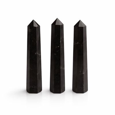 Black Tourmaline Six Face Obelisk Point 11cm Meditation Grounding - Black