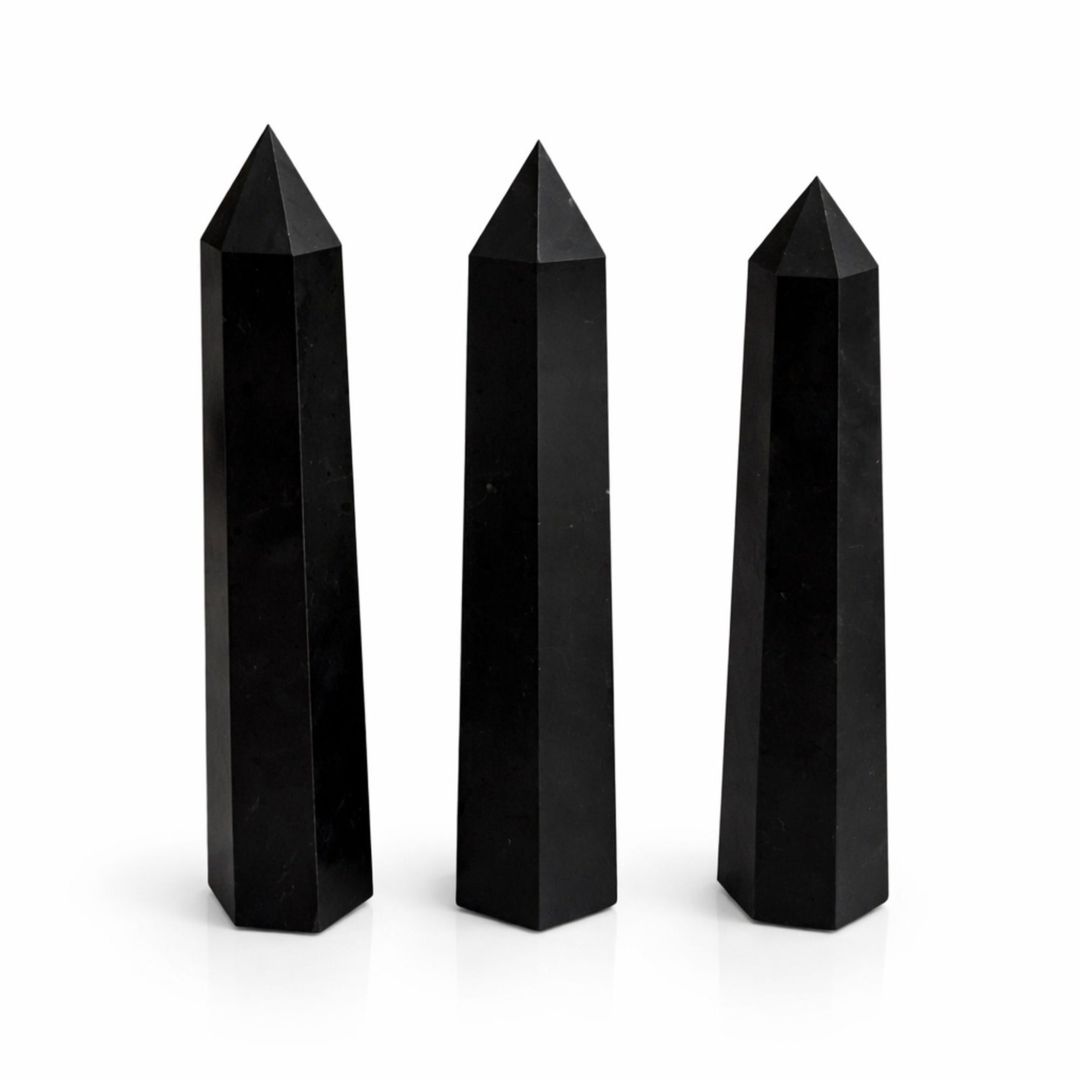 Black Tourmaline Six Facet Obelisk Point 17cm Polished - Black - Image 1
