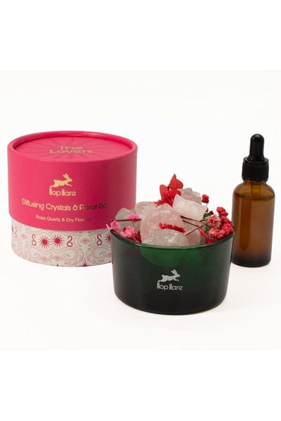 The Lovers Rose Quartz Diffusing Crystals and Floral Set - Pink - Thumbnail 2