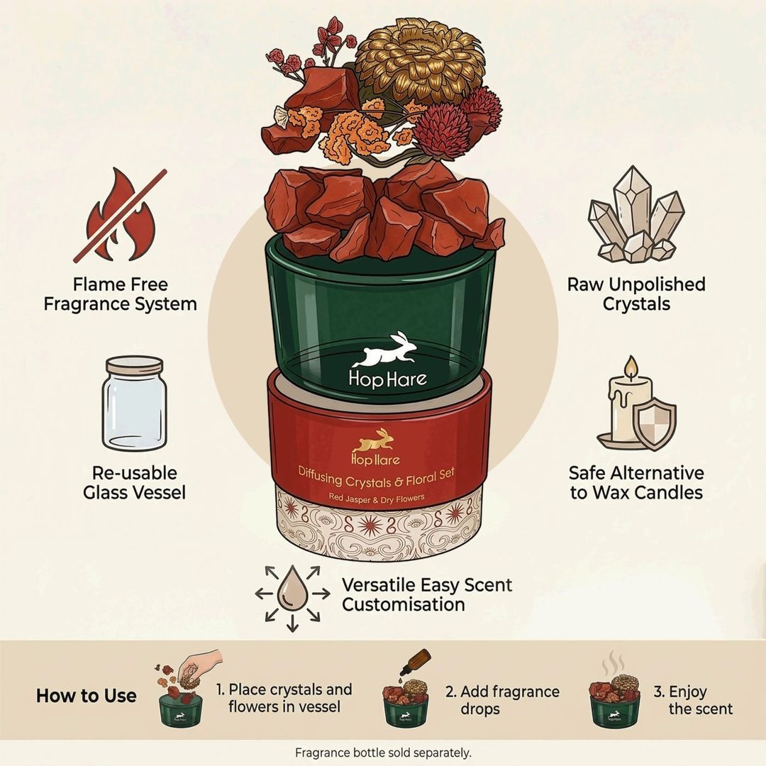 The Moon Amethyst Diffusing Crystals and Floral Set - Purple - Image 1