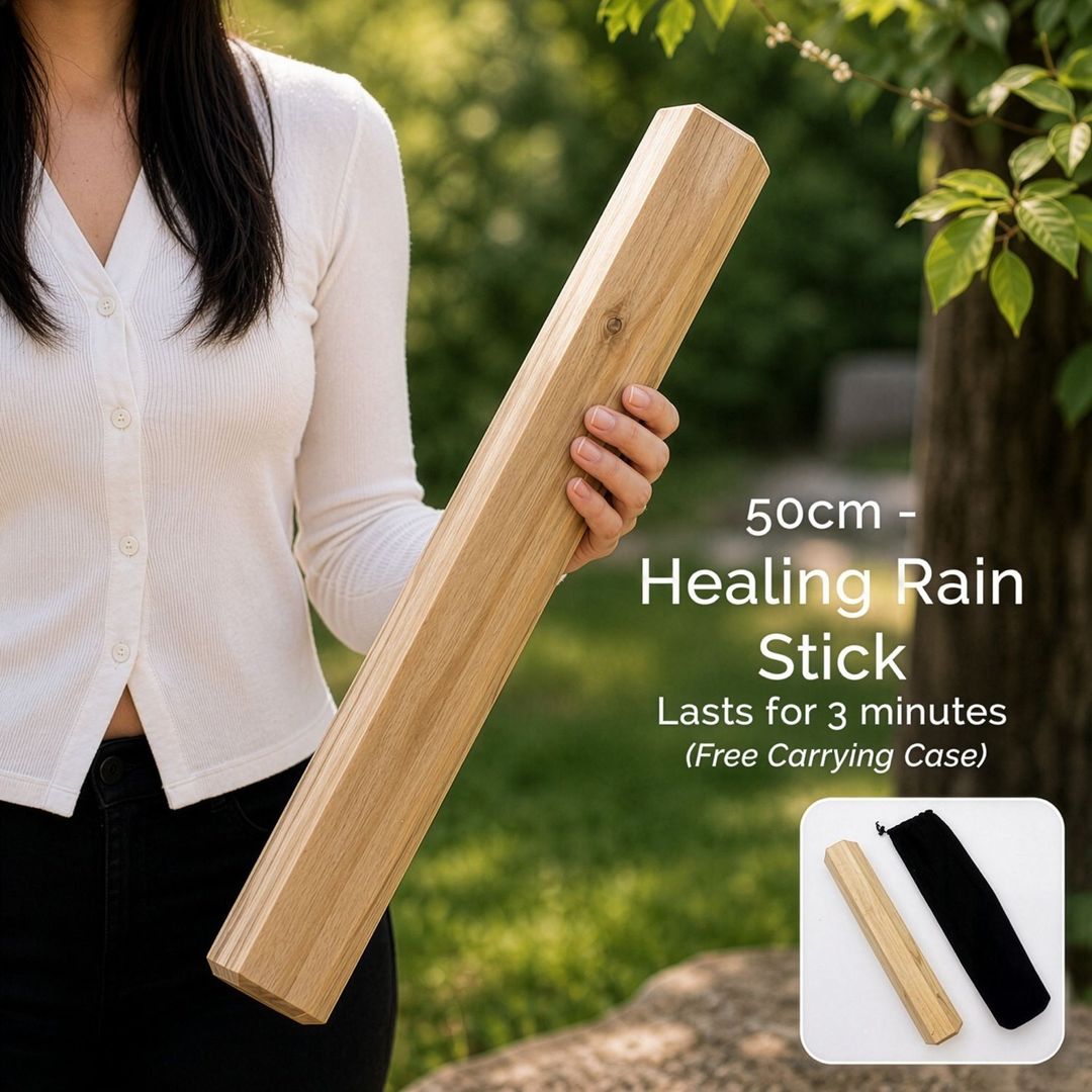 Manglid Wood Healing Rainstick 50cm 3 Minute Calming Rain Sound - Brown - Image 1