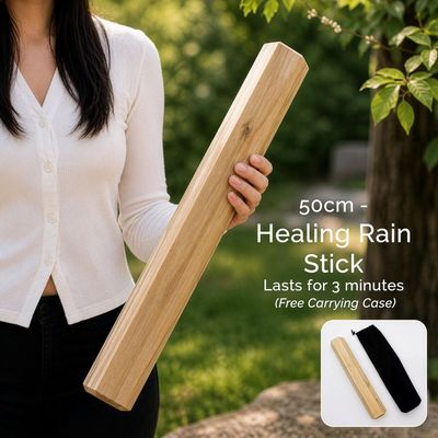 Manglid Wood Healing Rainstick 50cm 3 Minute Calming Rain Sound - Brown