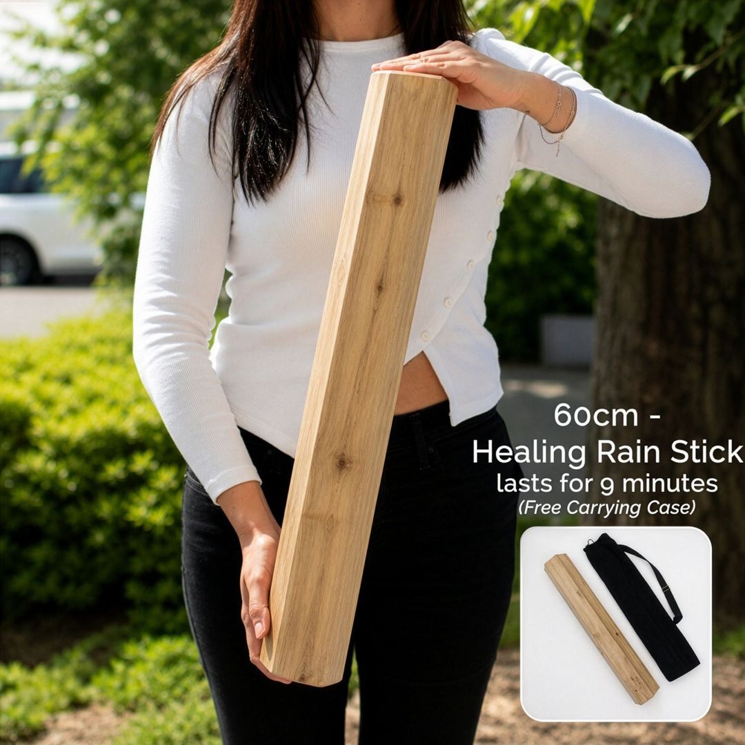 Manglid Wood 60cm Healing Rainstick with 9 Minute Soothing Rain - Brown - Image 1