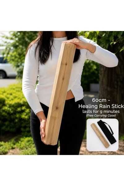 Manglid Wood 60cm Healing Rainstick with 9 Minute Soothing Rain - Brown - Thumbnail 2
