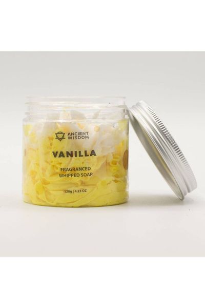 Vanilla Whipped Soap 120g Creamy Sweet Cleansing Jar - Yellow - Thumbnail 2