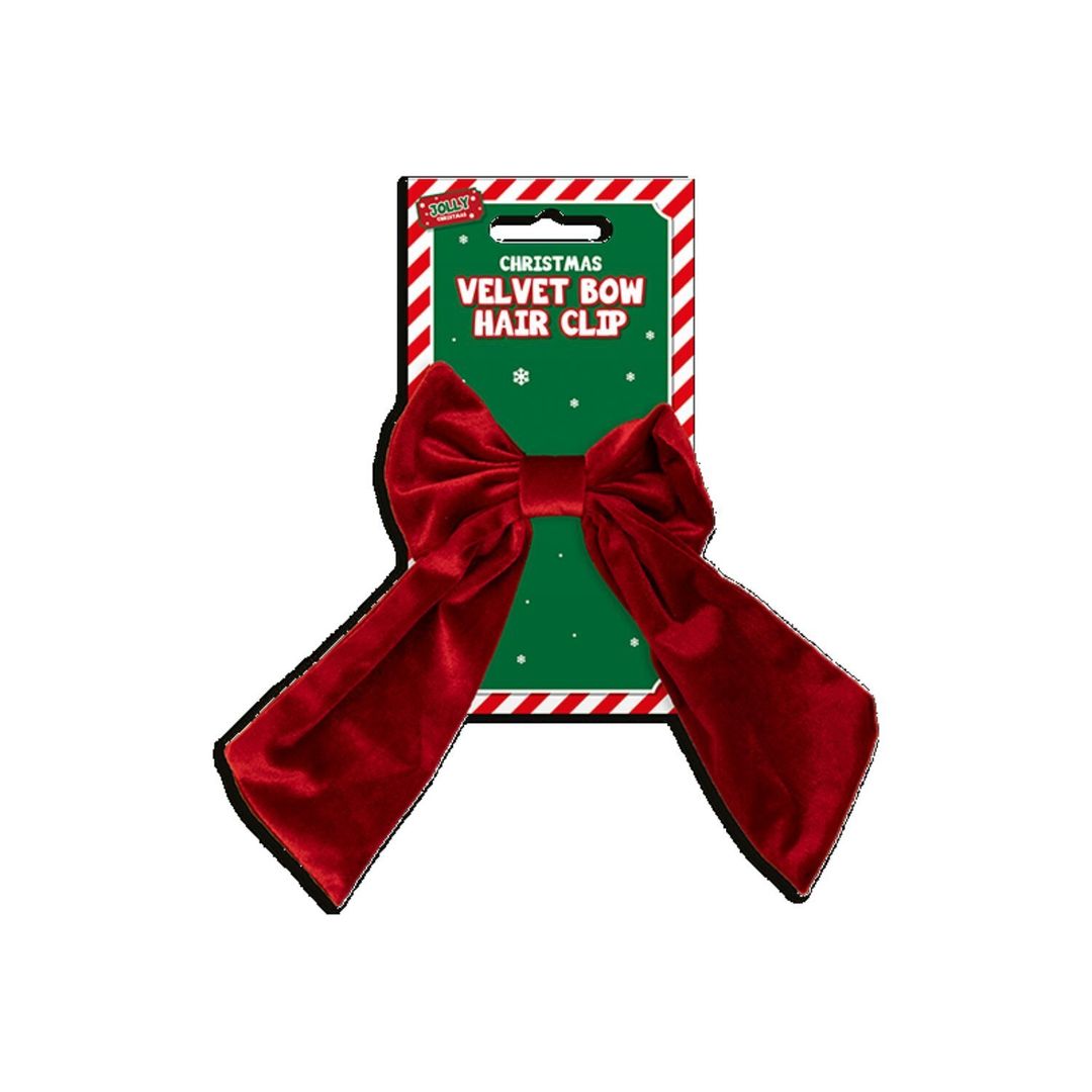 Velvet Hair Bow Clip 6 Pack Maroon - Maroon - Image 1