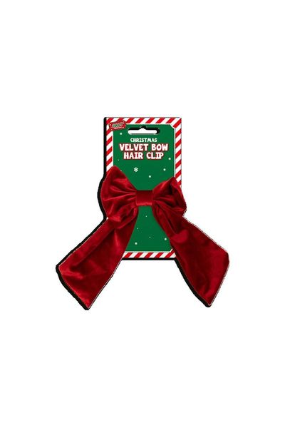 Velvet Hair Bow Clip 6 Pack Maroon - Maroon - Thumbnail 2