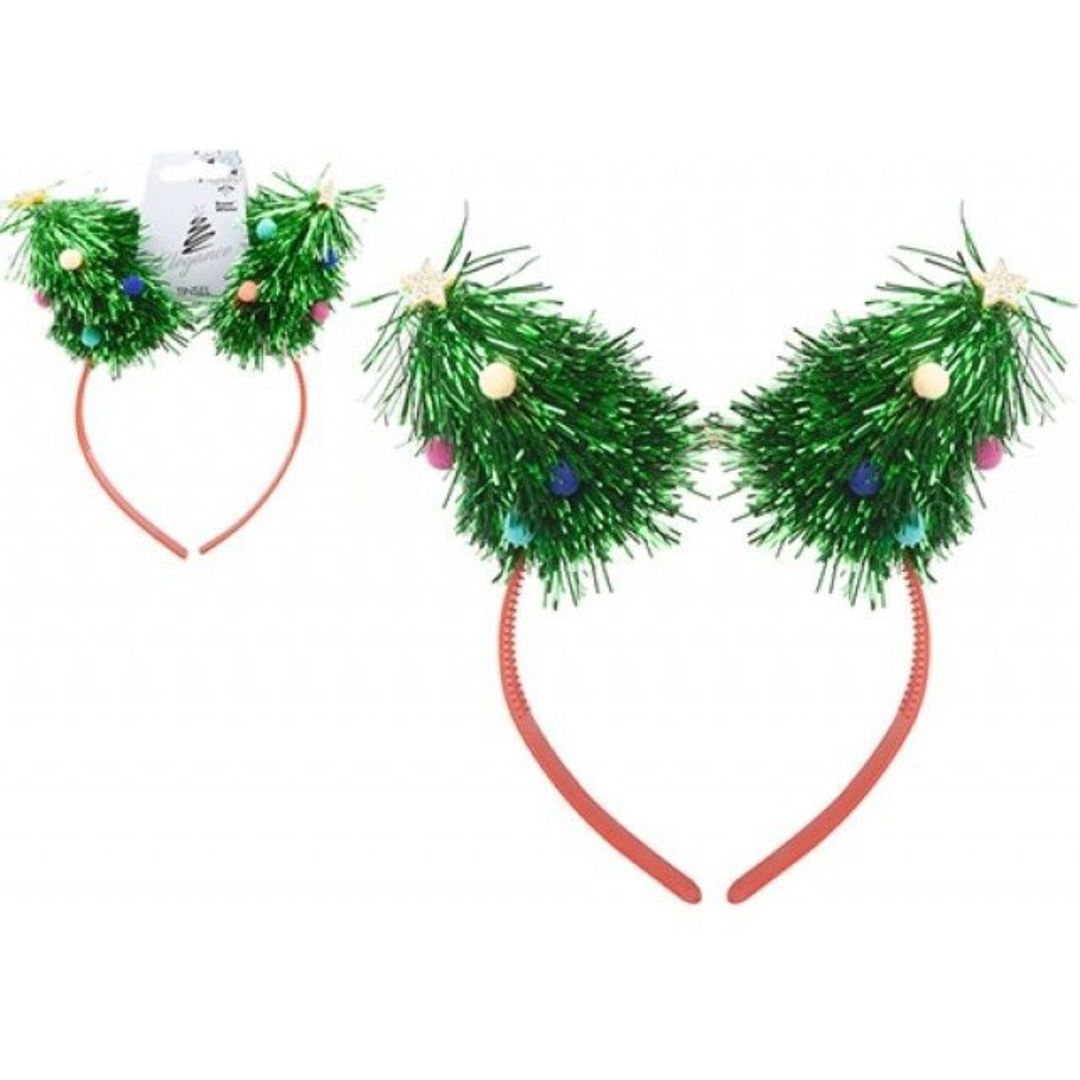 Tinsel Trees Headband 6 Pack Green - Green - Image 1