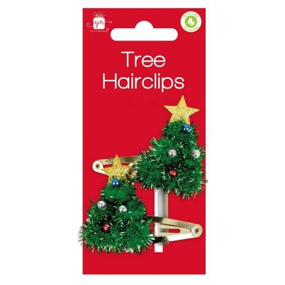 Christmas Tree Hair Clips 5 Pack - Green