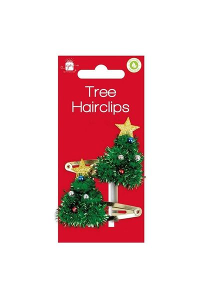 Christmas Tree Hair Clips 5 Pack - Green - Thumbnail 2