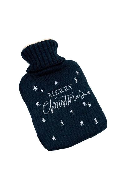 KDMD Merry Christmas Hot Water Bottle in Dark Blue