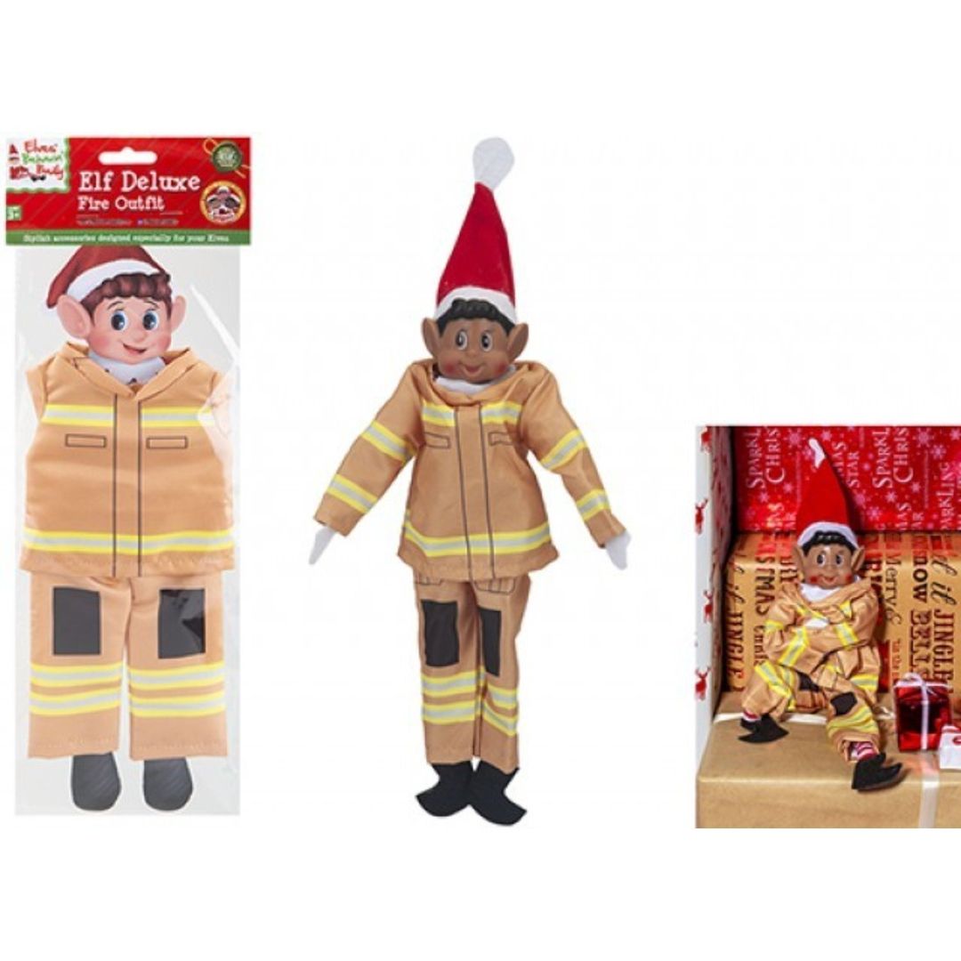 Elves Behavin Badly Elf Fireman Outfit - Brown - Image 1