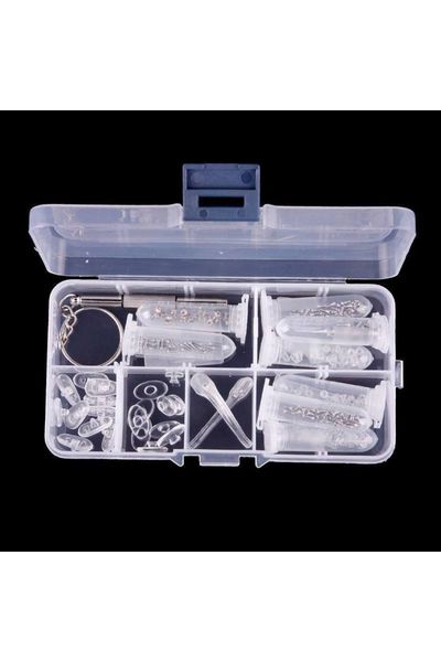 KDMD Glasses & Sunglasses Repair Kit with Screws, Nuts & Nose Pads in Clear