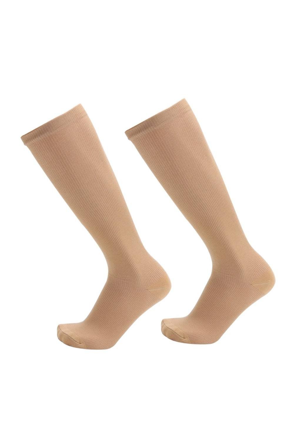 KDMD Skin Tone Unisex Anti-Fatigue Sports Compression Socks - Size L/XL in Nude - Image 1