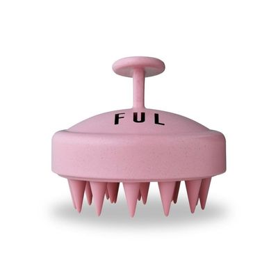 FUL Scalp Massager Brush Pink - Silicone Exfoliator for Hair Growth, Flakes & Deep Cleansing