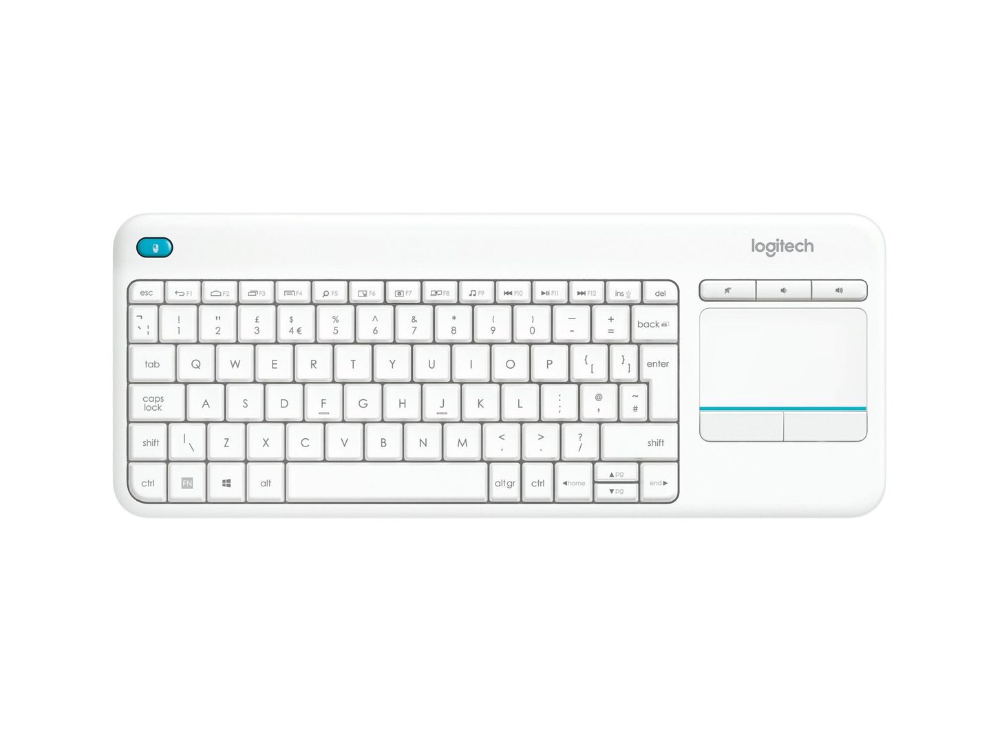 Logitech Wireless Touch K400 Plus keyboard Home RF Wireless Swiss Whit - Image 1