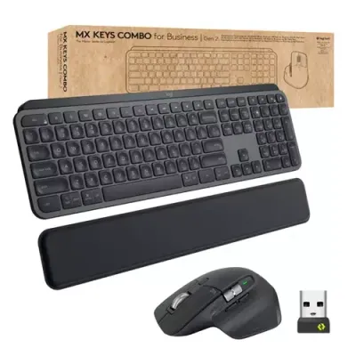 Logitech Master MX Keys Combo for Bussiness keyboard Mouse included Office RF Wireless + Bluetooth QWERTY Spanish Graphite - Thumbnail 2