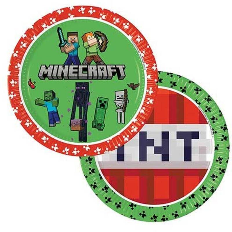 Pack of 8 Minecraft Paper Plates - Green - Image 1