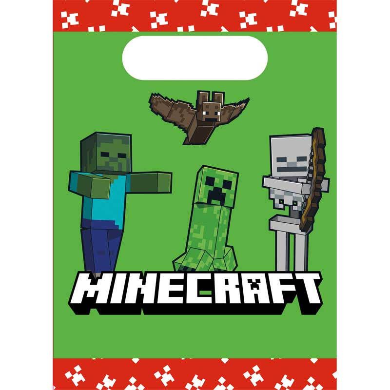 Pack of 4 Minecraft Paper Party Bags - Green - Image 1