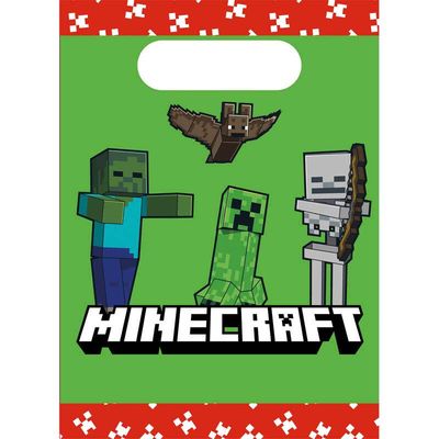 Pack of 4 Minecraft Paper Party Bags - Green