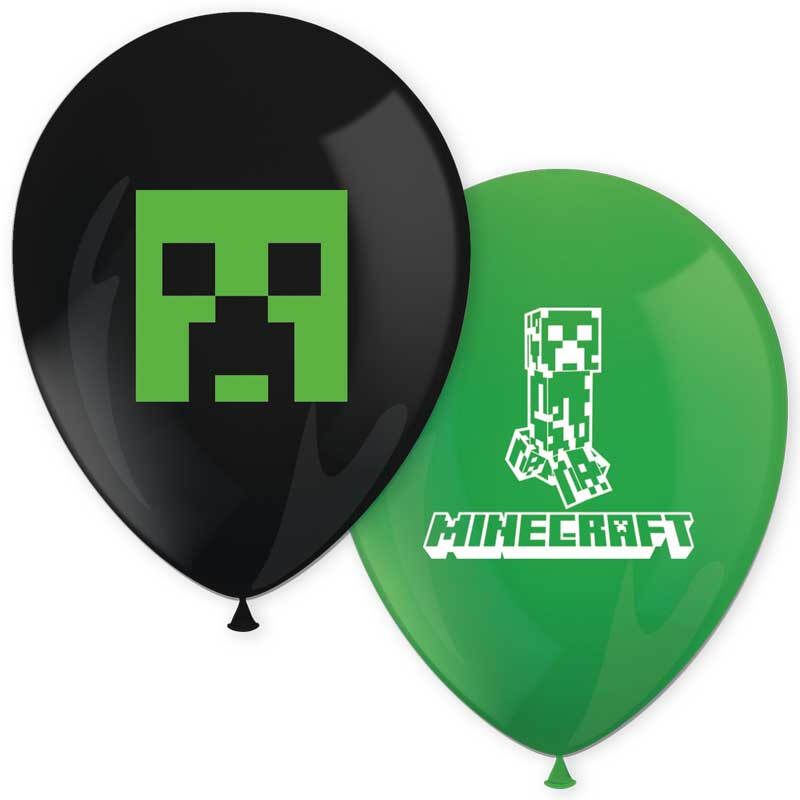 Pack of 8 Minecraft Latex Balloons - Green and Black - Image 1