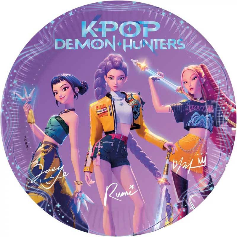 Pack of 8 K-pop Demon Hunters Paper Plates - Purple - Image 1