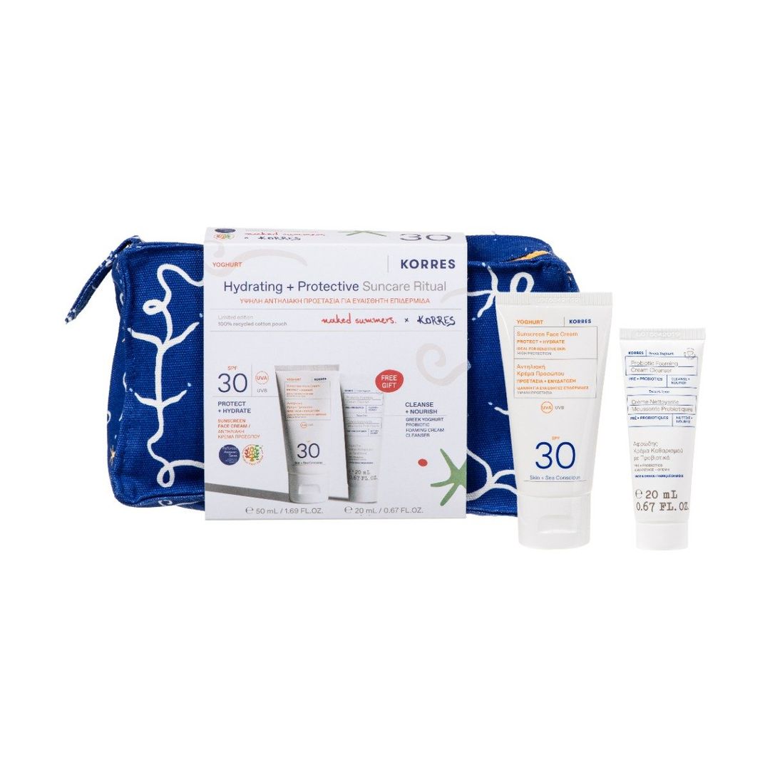 Korres Naked Summers x Korres Yoghurt Sunscreen SPF 30 50ml & Greek Yoghurt Probiotic Cleanser 20ml - Image 1