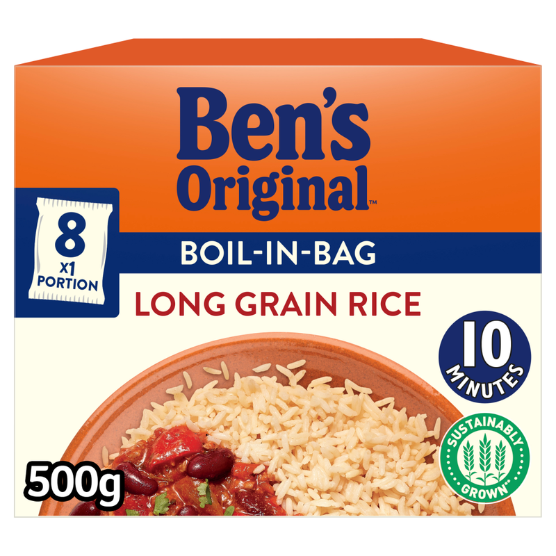 Bens Original Boil In Bag Long Grain Rice 8 x 62.5g - Image 1