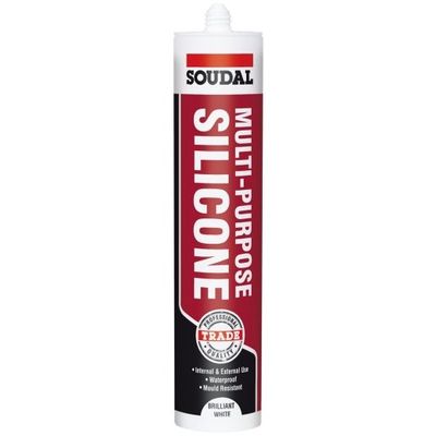 Soudal Multi Purpose Silicone - Acetoxy Sealant W/ Fungicide Brilliant White MPSBW