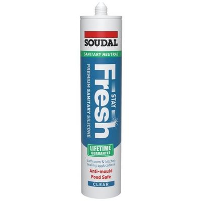 Soudal Stay Fresh Acetoxy Anti-Mould Silicone Clear 290Ml cartridge 12