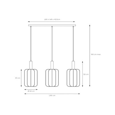 Lucide Corina pendant light, black, 3-bulb, E27