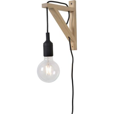 Lucide Fix wooden wall light, black socket - Thumbnail 2