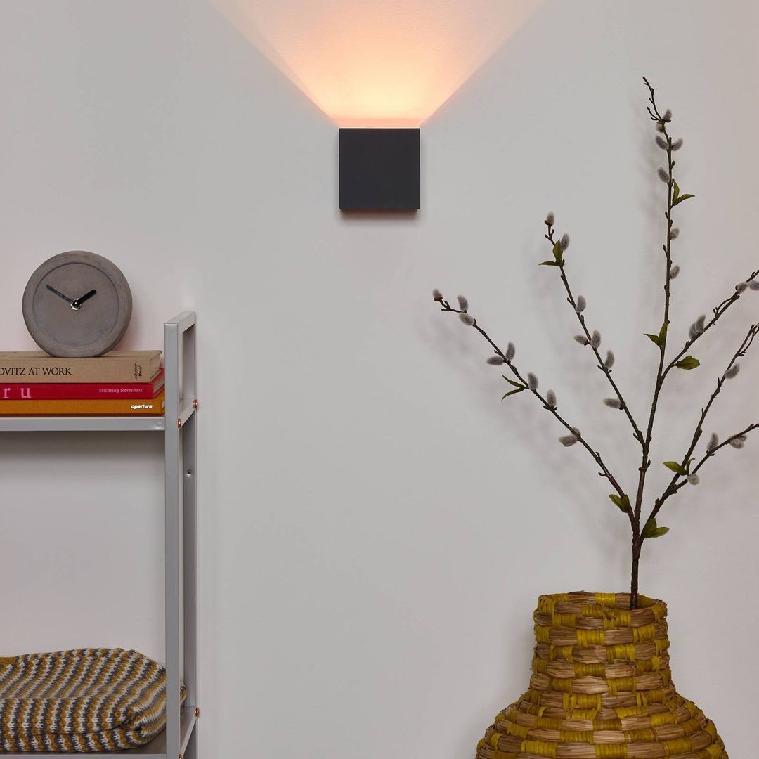 Lucide XIO wall light, grey, 10 x 10 cm, metal, up/down, G9 LED - Image 1