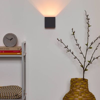 Lucide XIO wall light, grey, 10 x 10 cm, metal, up/down, G9 LED