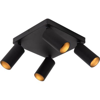 Lucide Clubs downlight, black, 4-bulb, GU10, aluminium - Thumbnail 2