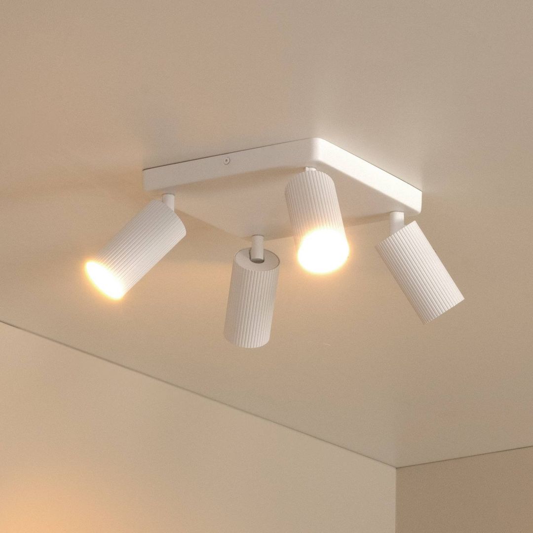 Lucide Clubs downlight, white, 4-bulb, GU10, aluminium - Image 1