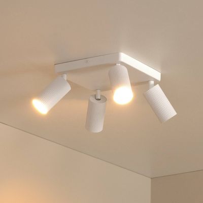 Lucide Clubs downlight, white, 4-bulb, GU10, aluminium