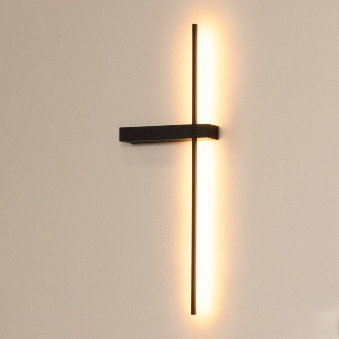 Lucide LED wall light Segin, height 60 cm, 6W, black, aluminium - Image 1