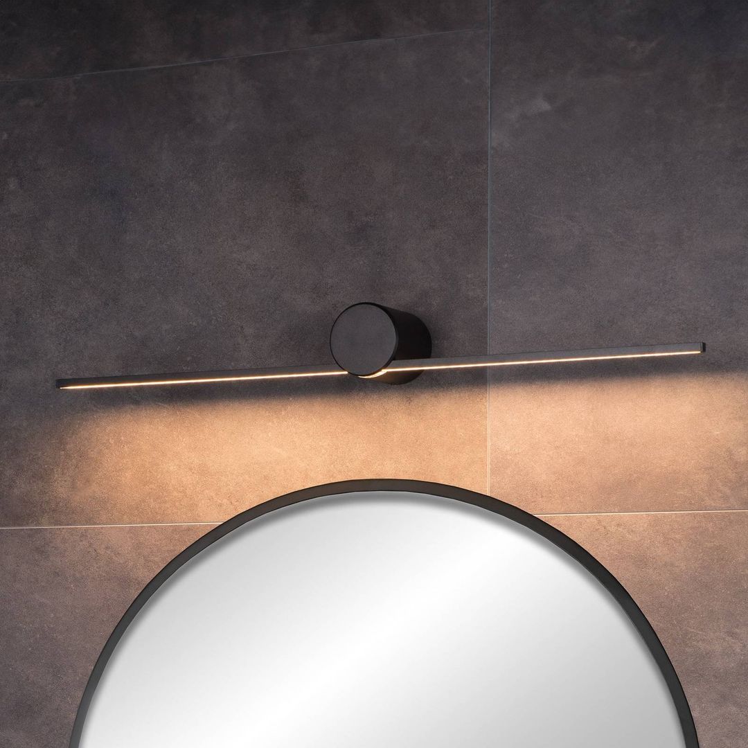 Lucide LED wall light Mizar, 60 cm, black, IP44 - Image 1