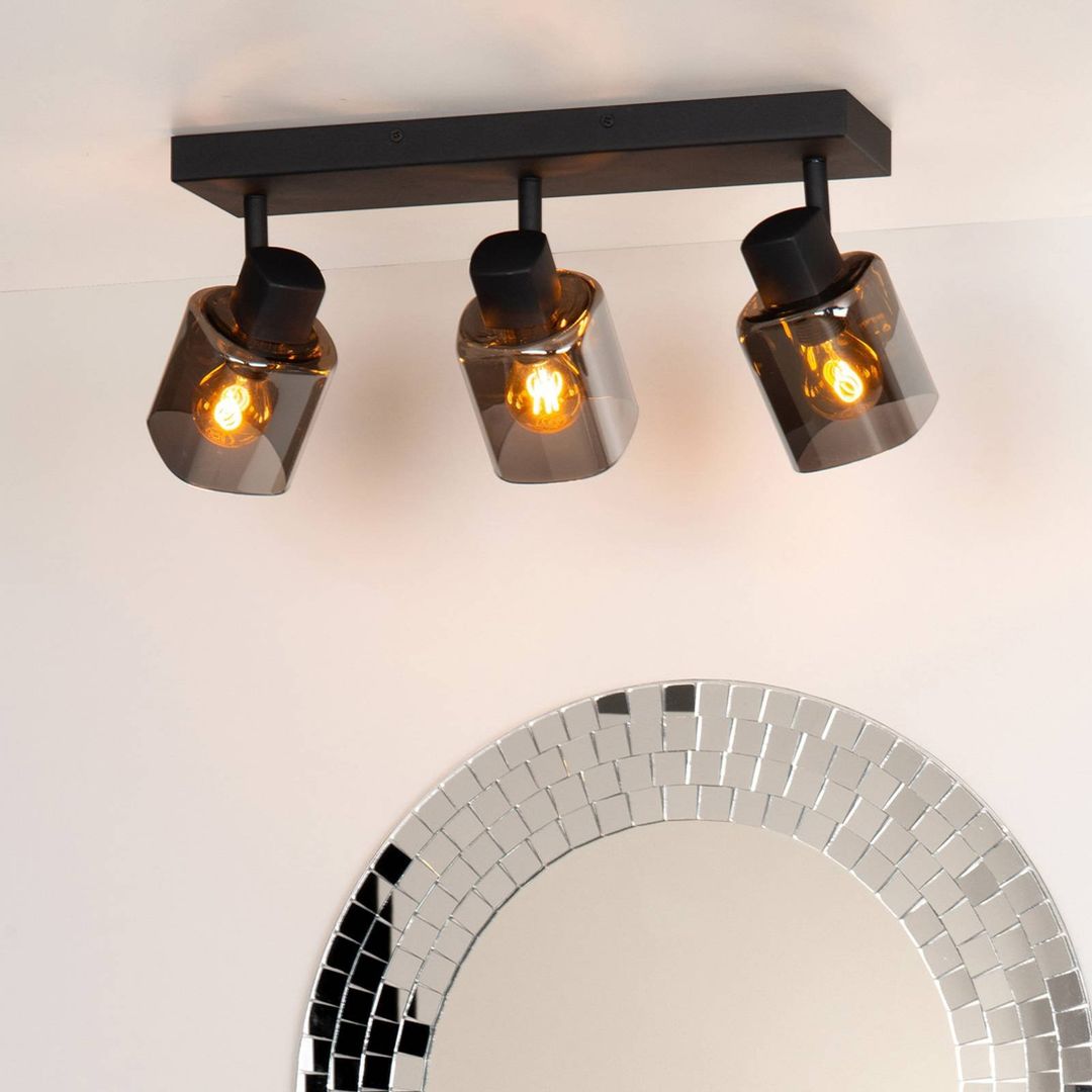 Lucide Alion downlight, smoky grey, 3-bulb - Image 1